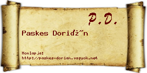 Paskes Dorián névjegykártya